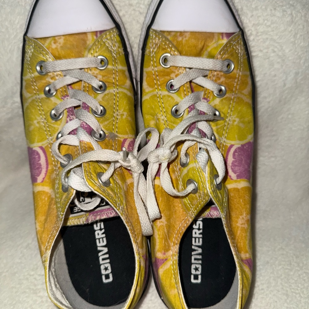 Converse unisex Citrus print Yellow and Purple Sneakers